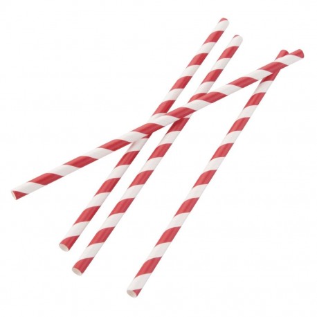 Fiesta Green composteerbare papieren rietjes 210mm rood-wit Individueel verpakt (250 stuks)