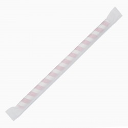 Fiesta Green composteerbare papieren smoothierietjes 210mm rood-wit Individueel verpakt (250 stuks)
