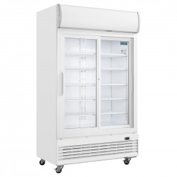 Polar G-serie tweedeurs displaykoeling met lichtbak 950L schuifdeuren