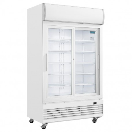 Polar G-serie tweedeurs displaykoeling met lichtbak 950L schuifdeuren