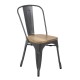 Bolero stalen stoelen met houten zitting grijs (4 stuks)