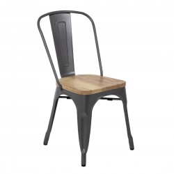 Bolero stalen stoelen met houten zitting grijs (4 stuks)