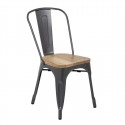 Bolero stalen stoelen met houten zitting grijs (4 stuks)