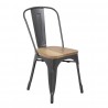 Bolero stalen stoelen met houten zitting grijs (4 stuks)