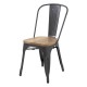 Bolero stalen stoelen met houten zitting grijs (4 stuks)
