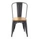 Bolero stalen stoelen met houten zitting grijs (4 stuks)