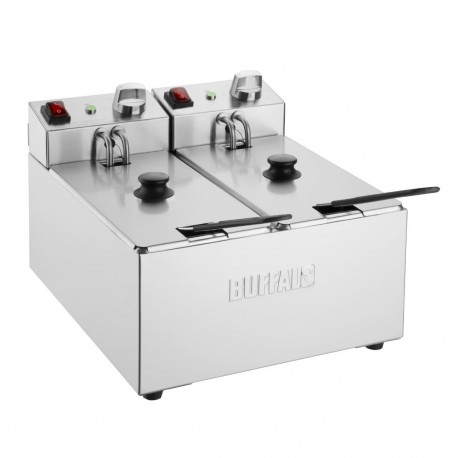 Buffalo Dubbel Tank Dubbele Mand 2X3Ltr Aanrecht Friteuse 2X2Kw