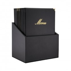 Securit Classic lederstijl 20 sets 4x A4 menukaarten in 1 doos (1 dubbele inleg inbegrepen)