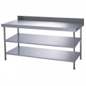 Parry volledig gelaste roestvrijstalen wandtafel 2 onderplanken 1200x600 mm