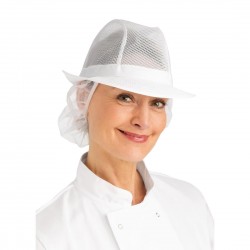 Trilby hoed met haarnetje wit M